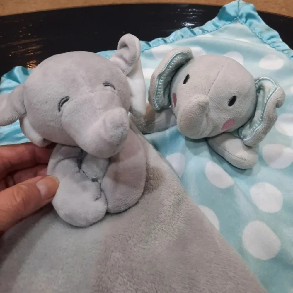 Lot 2 baby loveys elephant plush security blankets